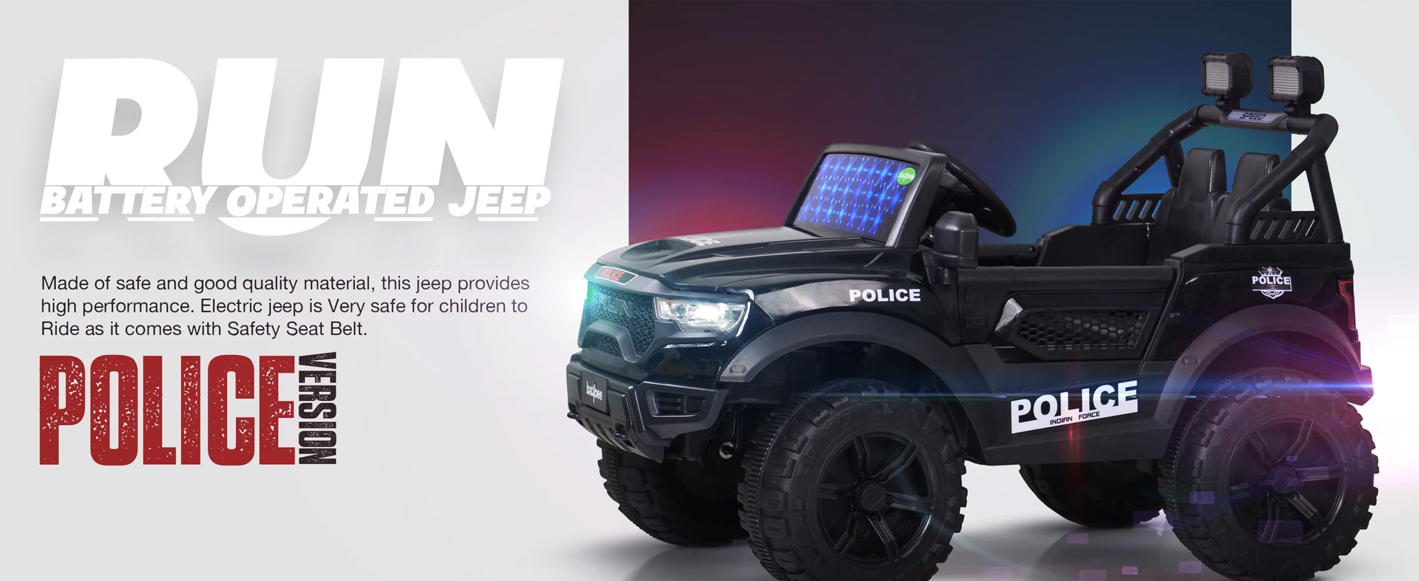 Kids Run 4X4 Kids Battery Operated Jeep For Kids With Rgb Light &Amp; Music