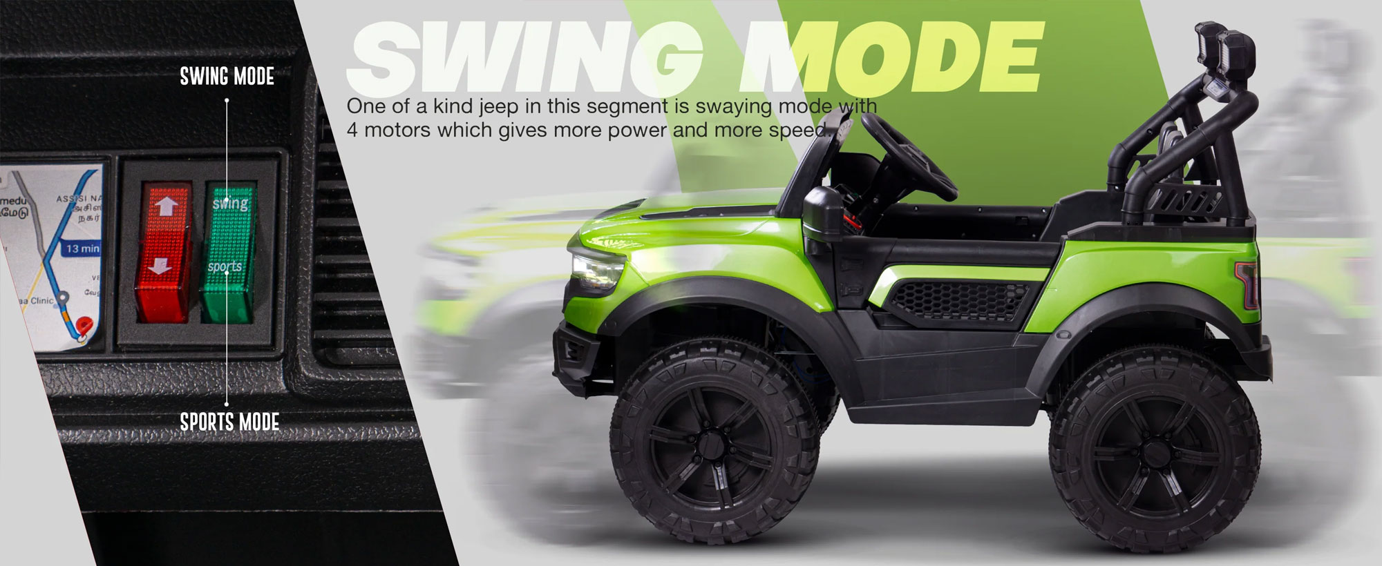 Kids Run 4X4 Kids Battery Operated Jeep For Kids With Rgb Light &Amp; Music