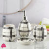 Modern Bath Set With Liquid Handwash Soap Dispenser And Toothbrush Holder Bathroom ( Set Of 4 ) 005-1