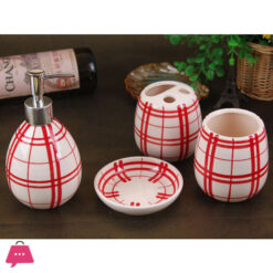 Modern Bath Set With Liquid Handwash Soap Dispenser And Toothbrush Holder Bathroom ( Set Of 4 ) 005-1