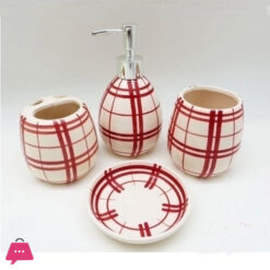 Modern Bath Set With Liquid Handwash Soap Dispenser And Toothbrush Holder Bathroom ( Set Of 4 ) 005-1