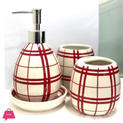 Modern Bath Set With Liquid Handwash Soap Dispenser And Toothbrush Holder Bathroom ( Set Of 4 ) 005-1