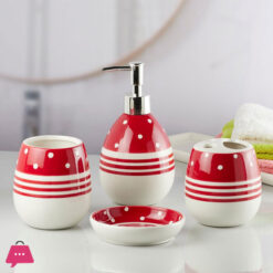 Modern Bath Set With Liquid Handwash Soap Dispenser And Toothbrush Holder Bathroom ( Set Of 4 ) 005-2