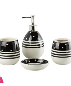 Modern Bath Set with Liquid handwash Soap Dispenser and Toothbrush Holder Bathroom ( Set of 4 ) 005-2