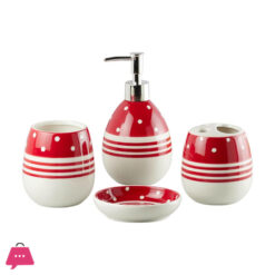 Modern Bath Set With Liquid Handwash Soap Dispenser And Toothbrush Holder Bathroom ( Set Of 4 ) 005-2