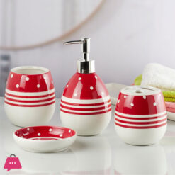 Modern Bath Set With Liquid Handwash Soap Dispenser And Toothbrush Holder Bathroom ( Set Of 4 ) 005-2