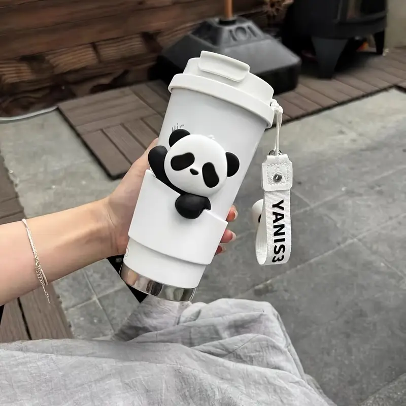 Panda Insulated 316 Stainless Steel Tumbler - Portable Stainless Steel Thermal Flask 520Ml-17.5Oz