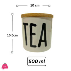 Porcelain Jar Set With Airtight Bamboo Lids (500Ml) Set Of 3 Jars With Bamboo Tray For Tea Coffee And Sugar