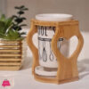 Porcelain Spoon Holder With Bamboo Stand 2 Porcelain Spoon Holder With Bamboo Stand
