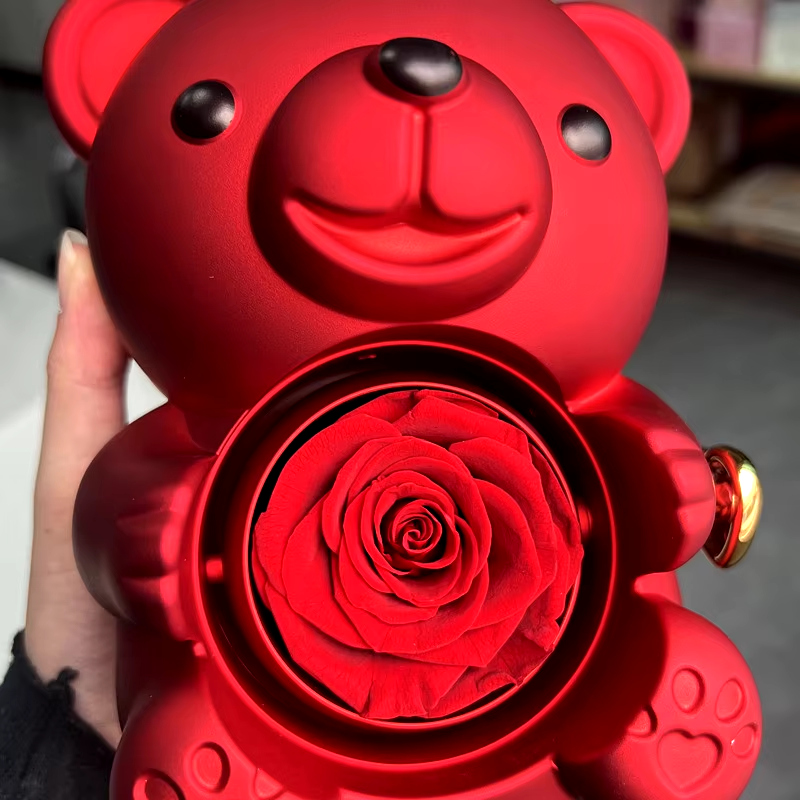 Rose Teddy Bear Gifts Box With Necklace Rotate Rose Jewelry Box Valentine Wedding Storage Gift Case Cute Bear Gift Box 6 Rose Teddy Bear Gifts Box With Necklace Rotate Rose Jewelry Box Valentine Wedding Storage Gift Case Cute Bear Gift Box