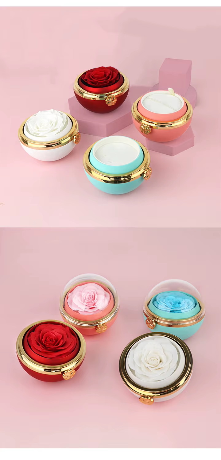 Rotating Rose Flower Jewelry Box Necklace Set Gift Box With For Friend