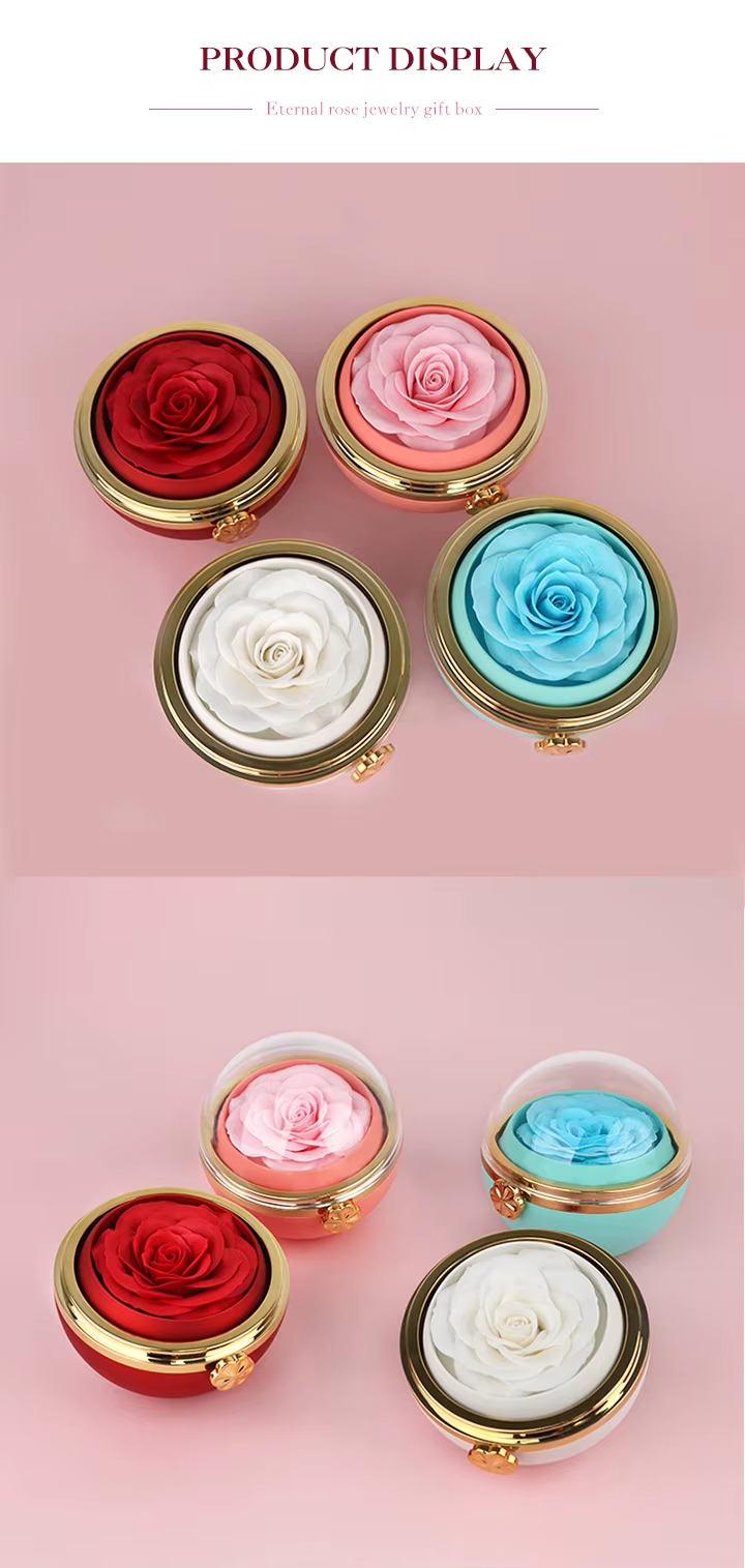 Rotating Rose Flower Jewelry Box Necklace Set Gift Box With For Friend