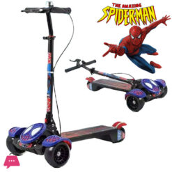 Spider-Man Large Foldable Kick Scooter With Brake Light Music - Max Load 100kg