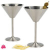 Stainless Steel Martini Cocktail Glasses 280ml Set of 2