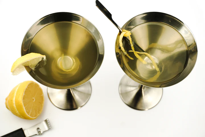 Stainless Steel Martini Cocktail Glasses 280Ml Set Of 2