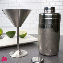 Stainless Steel Martini Cocktail Glasses 280Ml Set Of 2