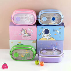 Steel Cartoon Dino Astronot Rabbit Unicorn Lunch Box 750Ml Hy-006
