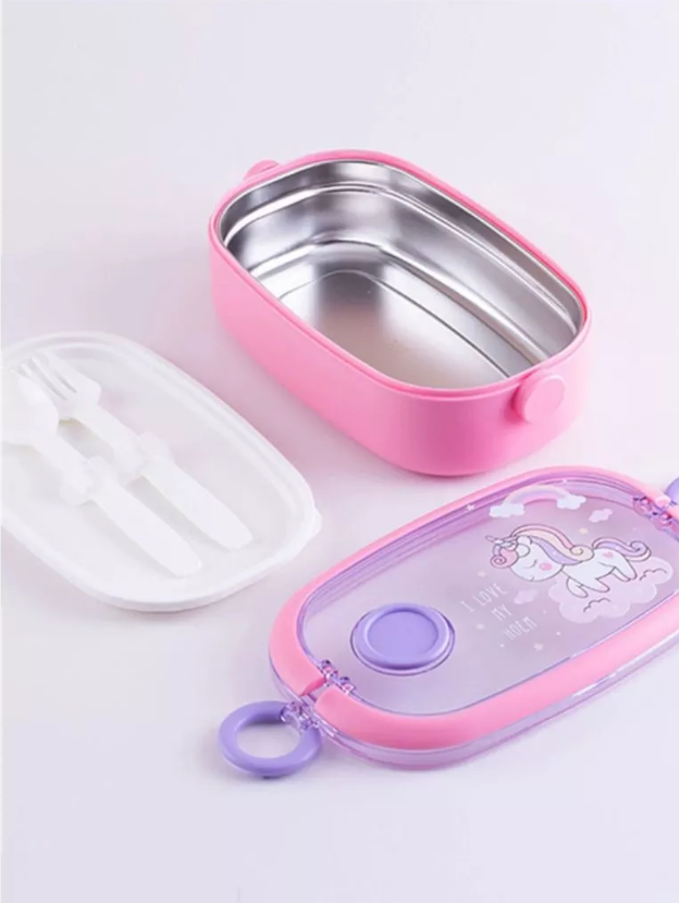 Steel Cartoon Dino Astronot Rabbit Unicorn Lunch Box 750Ml Hy-006