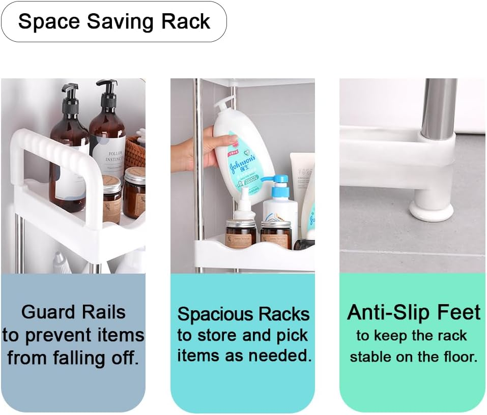 2 Tier Toilet Rack Cabinet Shelves For Shampoo Holder Shower Bathroom Kitchen Space Saver Shelf Organizer Holder