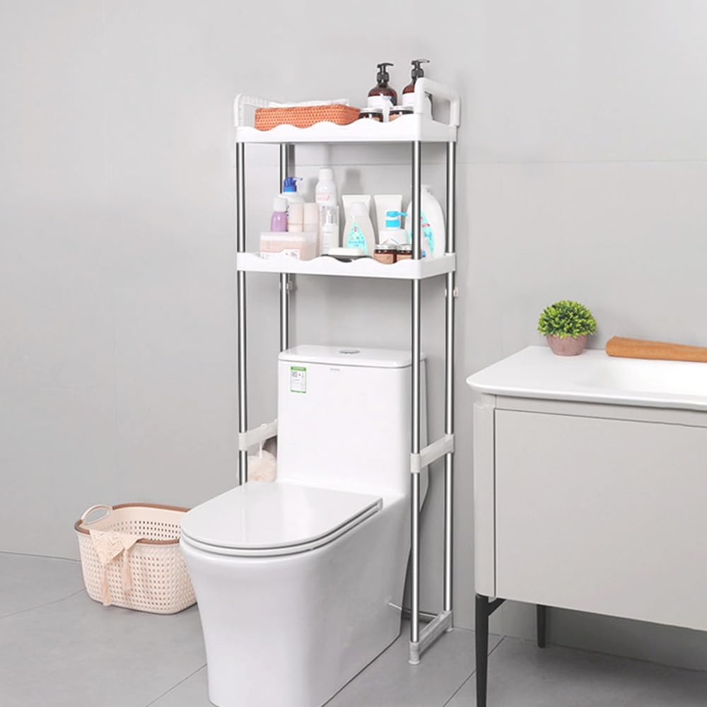 2 Tier Toilet Rack Cabinet Shelves For Shampoo Holder Shower Bathroom Kitchen Space Saver Shelf Organizer Holder