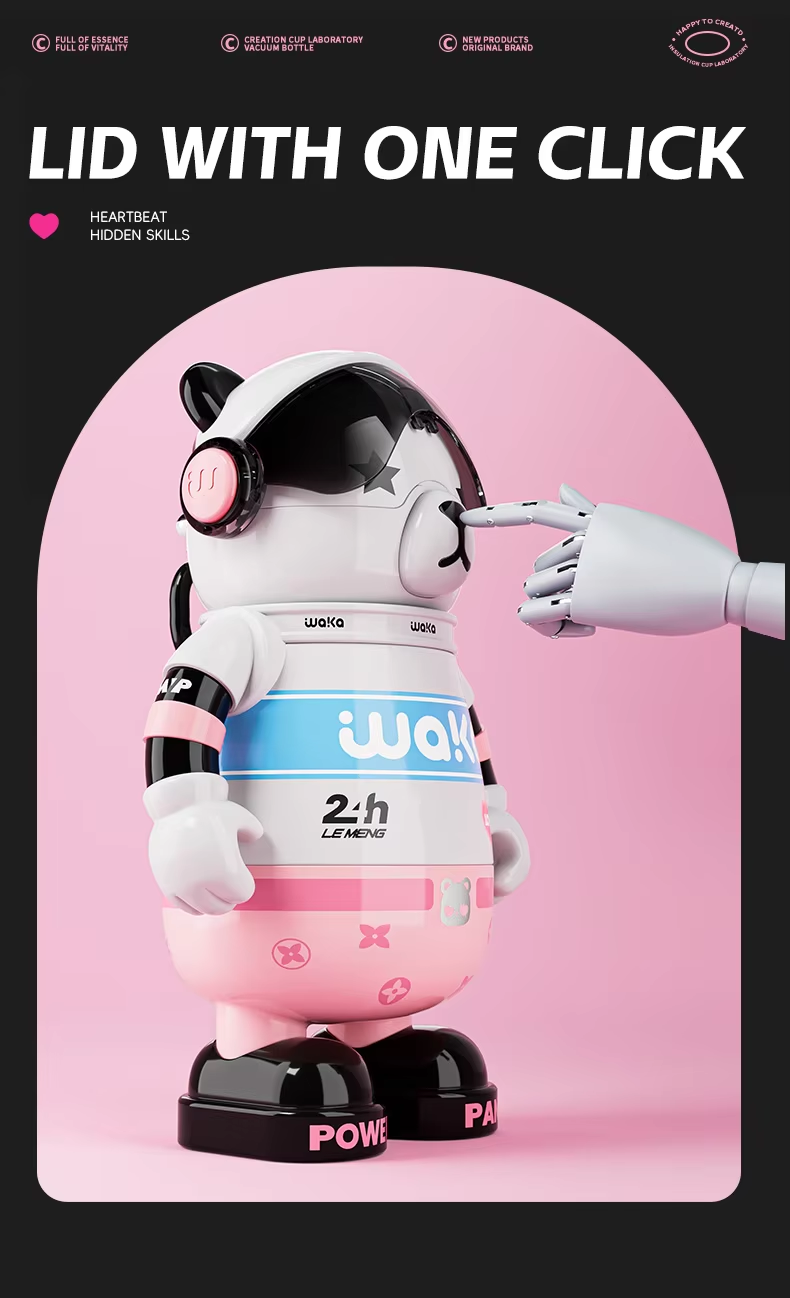 Wakawaka Panda Vacuum Insulated Stainless Steel Water Bottle