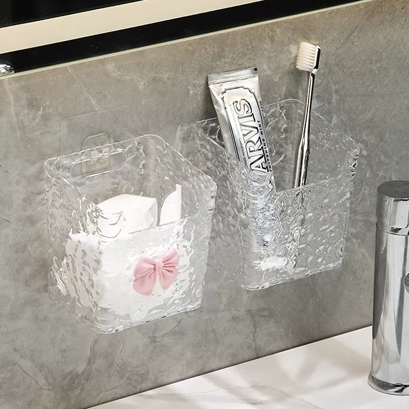 Wall Mount Small Bin Multipurpose Mounted Bin Organizers Durable Crystal Clear Storage Box - 1 Piece