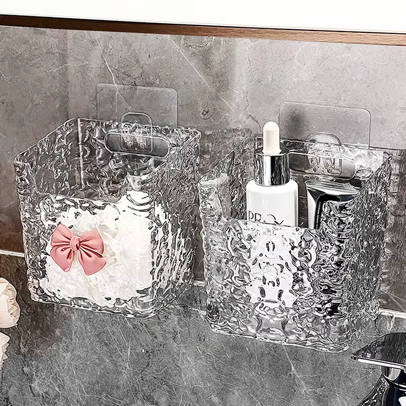 Wall Mount Small Bin Multipurpose Mounted Bin Organizers Durable Crystal Clear Storage Box - 1 Piece