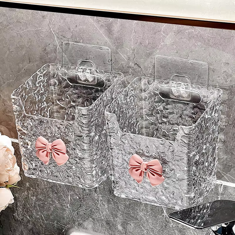 Wall Mount Small Bin Multipurpose Mounted Bin Organizers Durable Crystal Clear Storage Box - 1 Piece