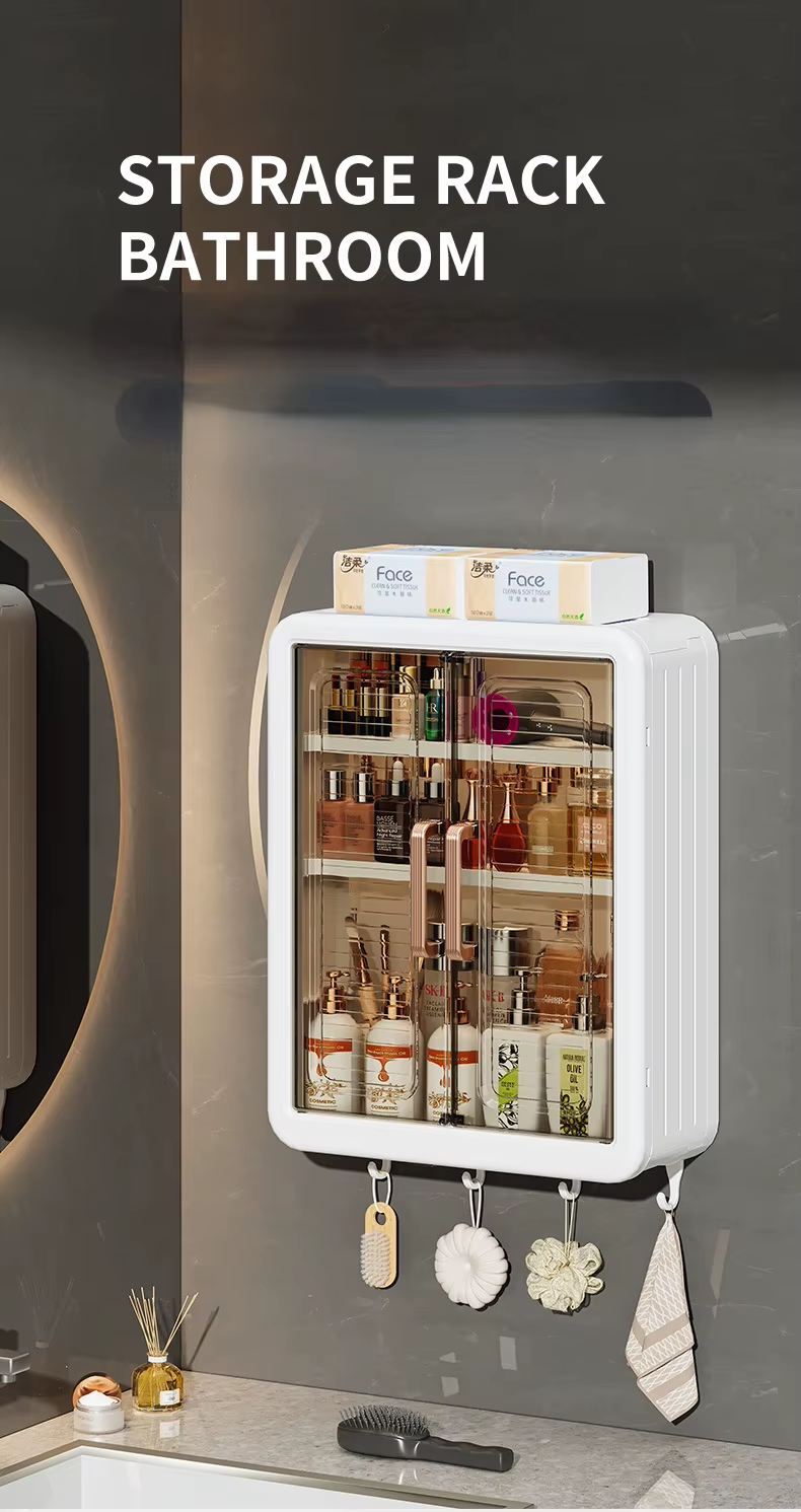 Wall-Mounted Storage Rack For Bathroom Kitchen Storage Cabinet