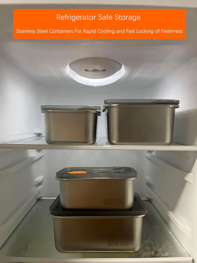 Stainless Steel Food Containers With Lids Snack Containers Leak Proof (1000Ml+1600Ml)