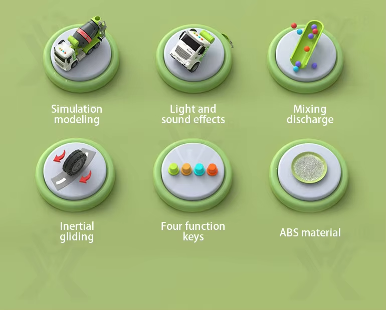 1:16 Inertia Construction Truck Friction Toy Vehicle Kids Concrete Cement Mixer Truck Toy With Light And Sound