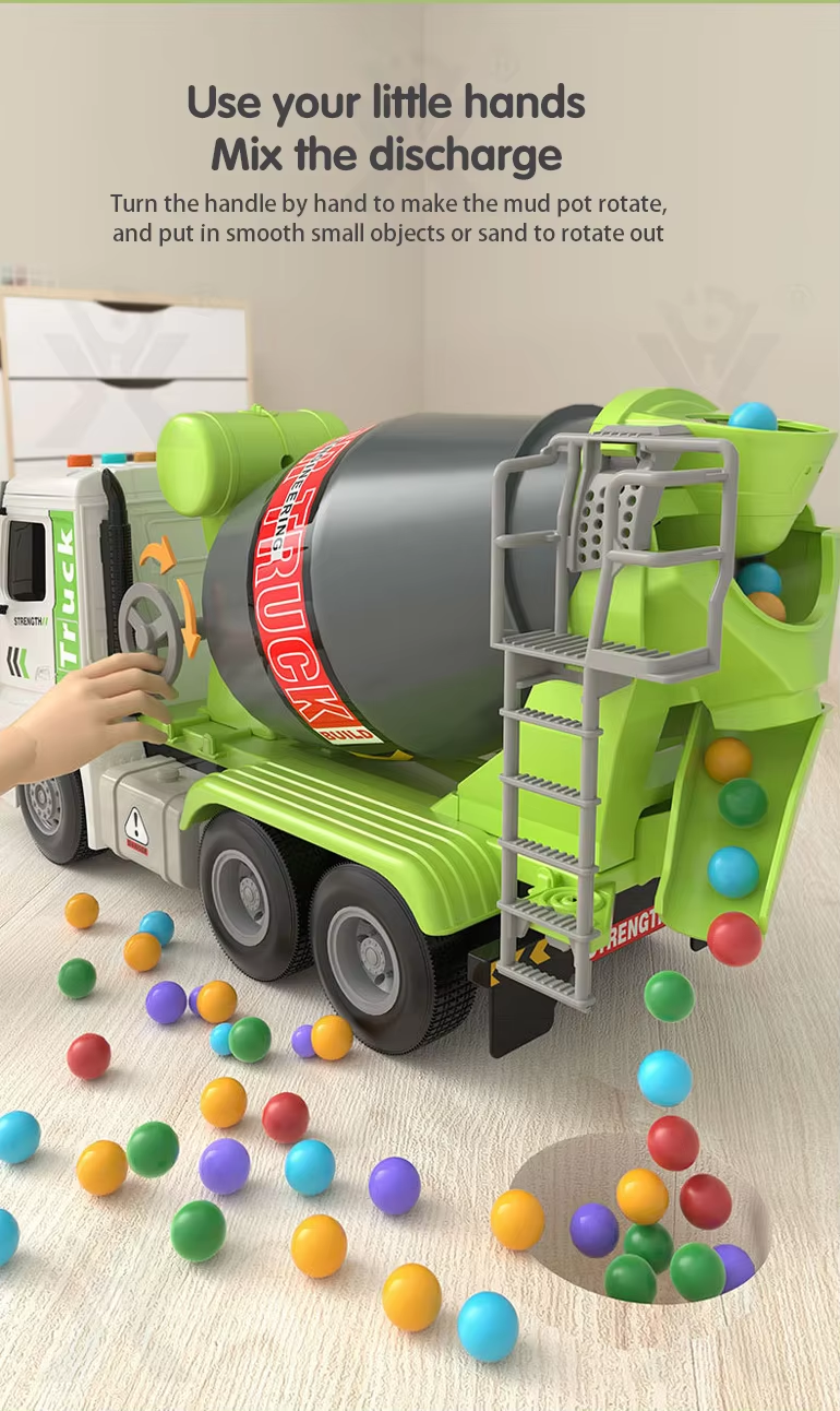 1:16 Inertia Construction Truck Friction Toy Vehicle Kids Concrete Cement Mixer Truck Toy With Light And Sound