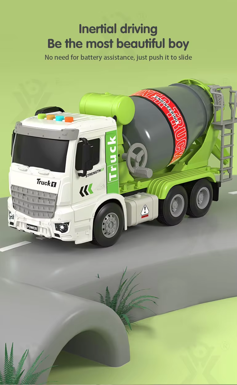 1:16 Inertia Construction Truck Friction Toy Vehicle Kids Concrete Cement Mixer Truck Toy With Light And Sound