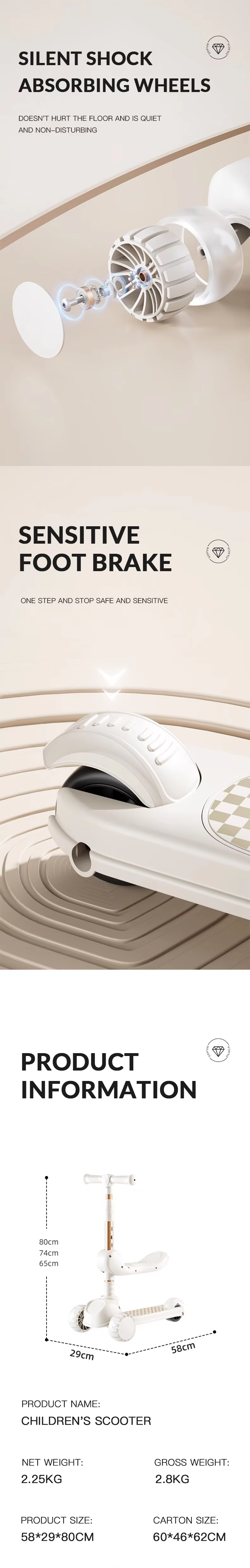 2 In 1 Foldable Scootie With Seat