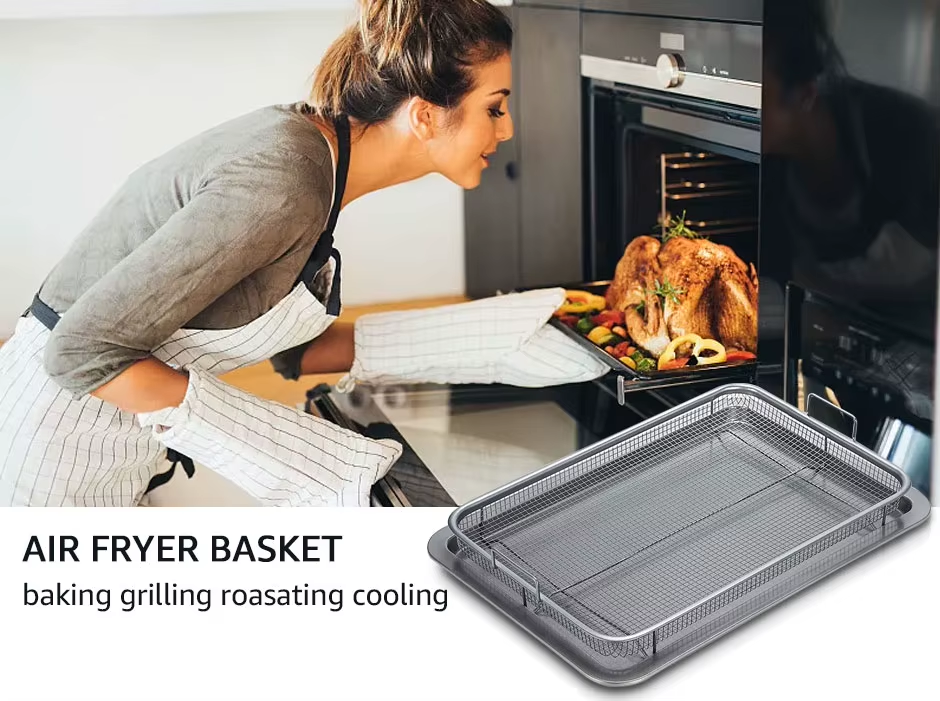 Non-Stick Copper Crisper Tray Cook Crispy Food Without Oil Or Butter