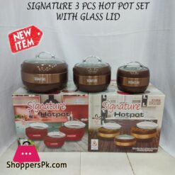 3 Pcs Signature Hot Pot Set Stainless Steel Inner Bowl Glass Lid ROOTI HOT POT
