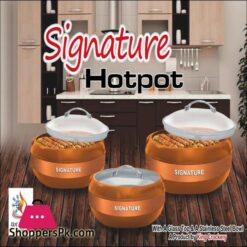 3 Pcs Signature Hot Pot Set Stainless Steel Inner Bowl Glass Lid Rooti Hot Pot