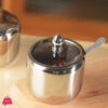 304 Stainless Steel Sugar Pot Round Sugar Jar with Clear Lid