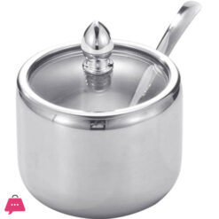 304 Stainless Steel Sugar Pot Round Sugar Jar With Clear Lid