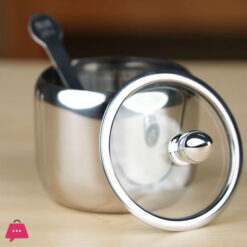 304 Stainless Steel Sugar Pot Round Sugar Jar With Clear Lid