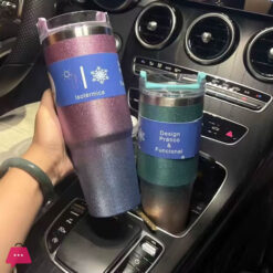 30Oz Double Walled Vacuum Insulated Coffee Tumbler Glitter Diamond Painted Bling Stainless Steel Tumbler