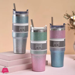 30Oz Double Walled Vacuum Insulated Coffee Tumbler Glitter Diamond Painted Bling Stainless Steel Tumbler
