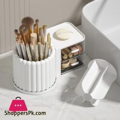 360 Rotating Desktop Makeup Organizer Multifunctional Storage Box Detachable Bathroom Rack Transparent Drawer Student Pen Holder