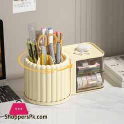 360 Rotating Desktop Makeup Organizer Multifunctional Storage Box Detachable Bathroom Rack Transparent Drawer Student Pen Holder