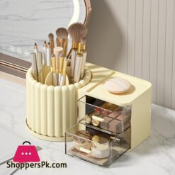 360 Rotating Desktop Makeup Organizer Multifunctional Storage Box Detachable Bathroom Rack Transparent Drawer Student Pen Holder