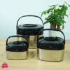3PCS Square Stainless Steel HotPot Insulated Casserole Carriers Lunch Box