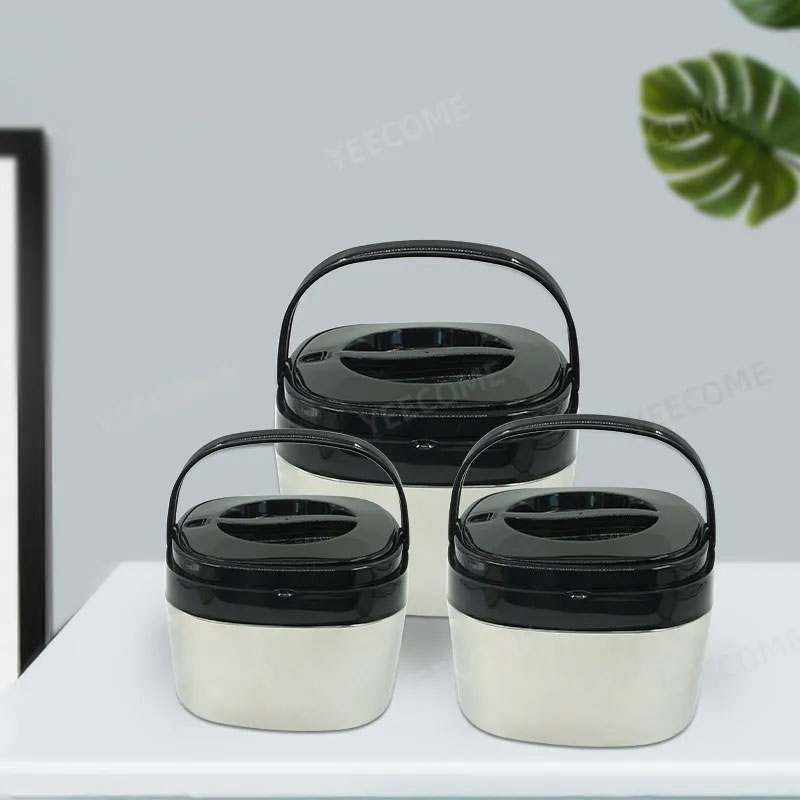3PCS Square Stainless Steel HotPot Insulated Casserole Carriers Lunch Box