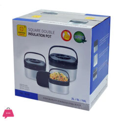 3Pcs Square Stainless Steel Hotpot Insulated Casserole Carriers Lunch Box