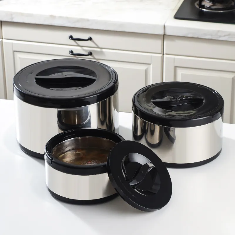 3Pcs Stainless Steel Hotpot Insulated Casserole Carriers Lunch Box