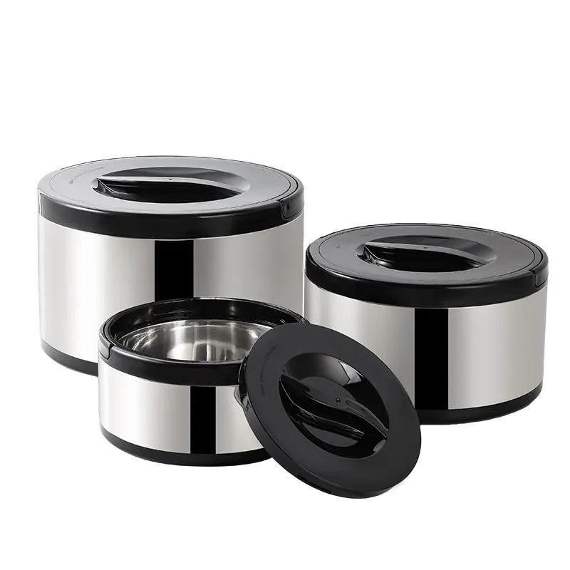 3Pcs Stainless Steel Hotpot Insulated Casserole Carriers Lunch Box